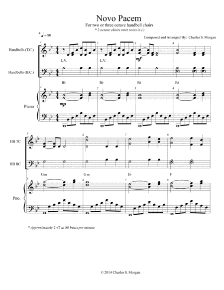 Novo Pacem New Peace For Two Three Octave Handbell Choirs With Piano Accompaniment Page 2