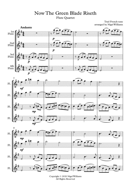 Now The Green Blade Riseth For Flute Quartet Page 2