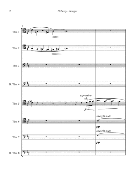 Nuages From Nocturnes For 8 Part Trombone Ensemble Page 2