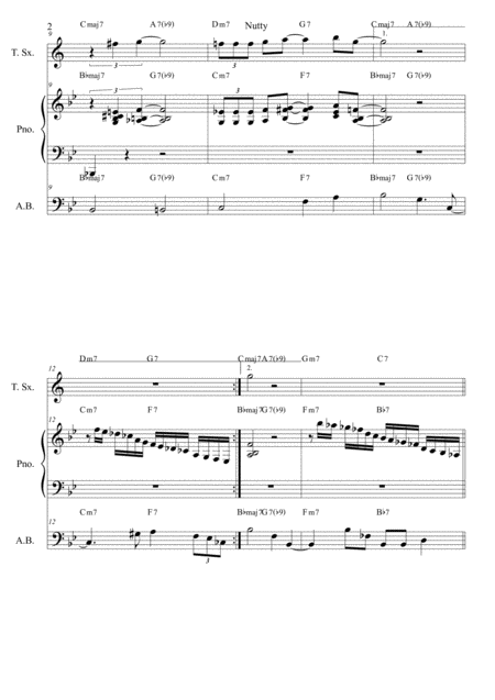 Nuttyt Monk Score And Individual Parts Tenor Sax Piano Bass Page 2