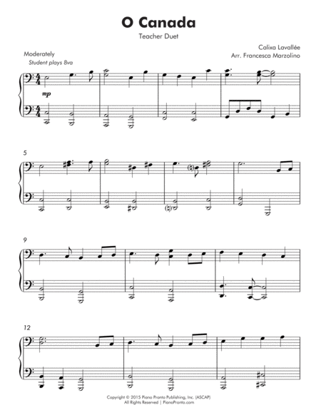 O Canada Easy Solo With Duet Page 2
