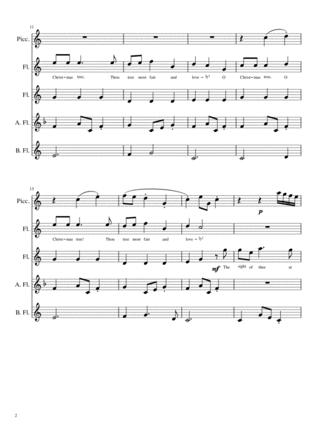 O Christmas Tree O Tannenbaum Flute Choir Page 2