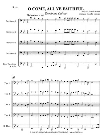 O Come All Ye Faithful Adeste Fideles Trombone Quintet Page 2