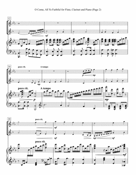 O Come All Ye Faithful For Flute Clarinet And Piano Page 2