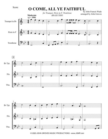 O Come All Ye Faithful Trumpet Horn Trombone Brass Trio Page 2