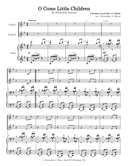 O Come Little Children For Two Violins And Piano Page 2