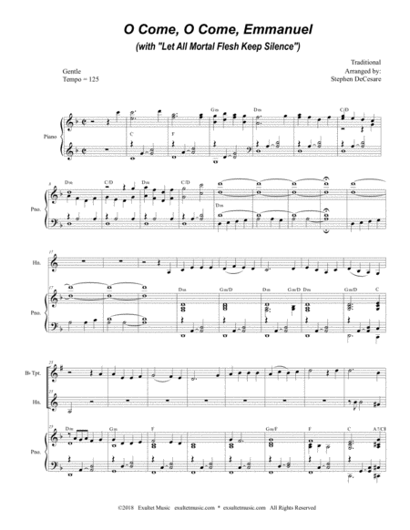 O Come O Come Emmanuel With Let All Mortal Flesh Keep Silence Duet For Bb Trumpet French Horn Page 2