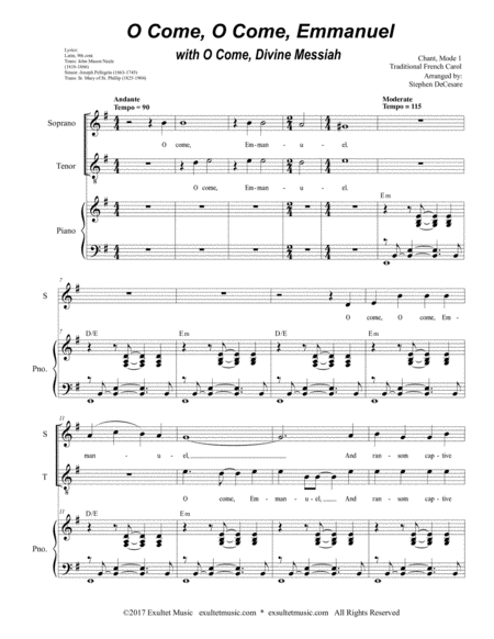 O Come O Come Emmanuel With O Come Divine Messiah Duet For Soprano And Tenor Solo Page 2