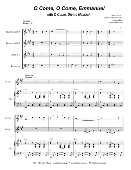 O Come O Come Emmanuel With O Come Divine Messiah For Brass Quartet Page 2