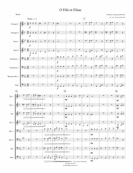 O Filii Et Filiae Mixed Brass Ensemble Page 2