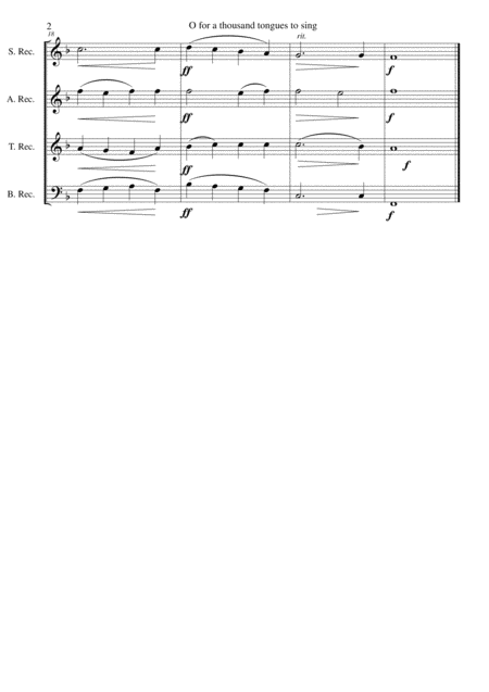 O For A Thousand Tongues To Sing For Recorder Quartet Page 2