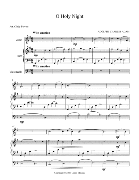 O Holy Night Arranged For Harp Violin And Optional Cello Page 2