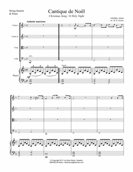 O Holy Night Cantique De Noel For String Quartet And Piano Page 2