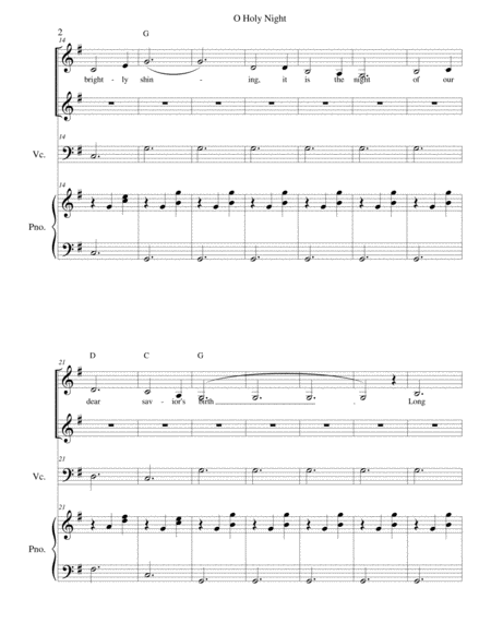 O Holy Night Cello Vocal Duet And Piano Page 2