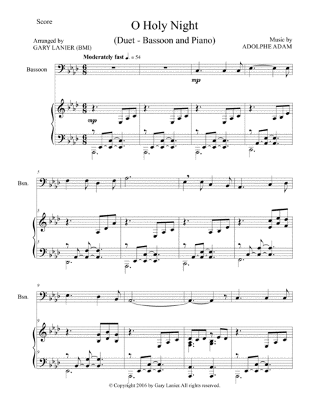 O Holy Night Duet Bassoon Piano With Parts Page 2
