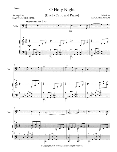 O Holy Night Duet Cello Piano With Parts Page 2