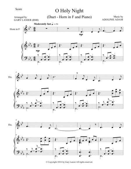 O Holy Night Duet Horn In F Piano With Parts Page 2