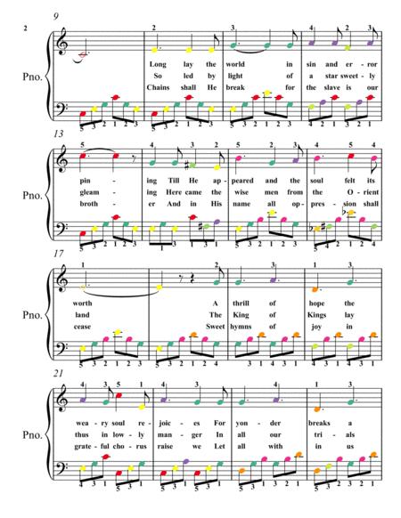 O Holy Night Easy Piano Sheet Music With Colored Notes Page 2