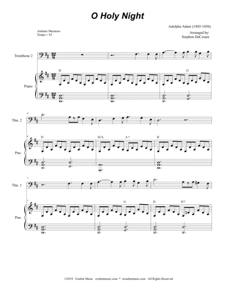 O Holy Night For Brass Trio And Piano Alternate Version Page 2