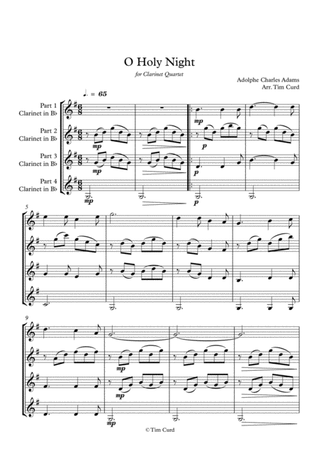 O Holy Night For Clarinet Quartet Page 2