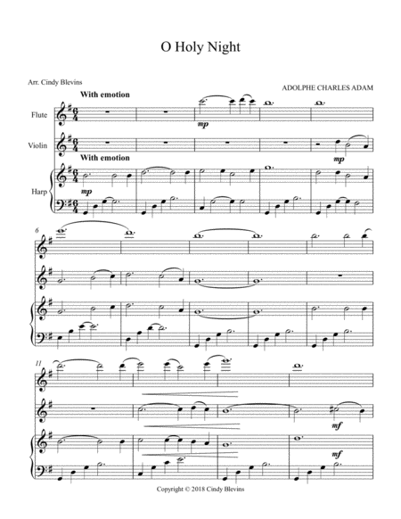 O Holy Night For Harp Flute And Violin Page 2