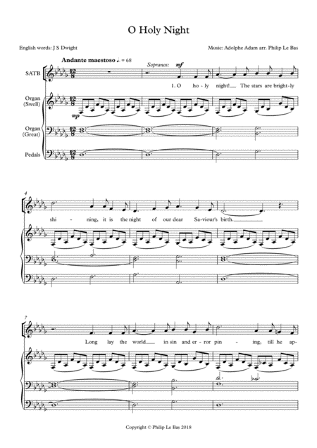 O Holy Night For Satb Choir And Organ Page 2