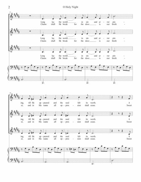 O Holy Night For Ssa And Piano Page 2