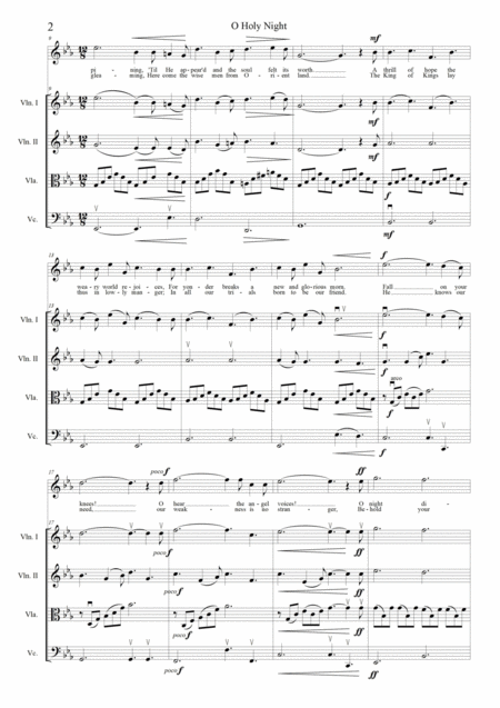 O Holy Night For Vocal Solo And Or String Quartet Page 2