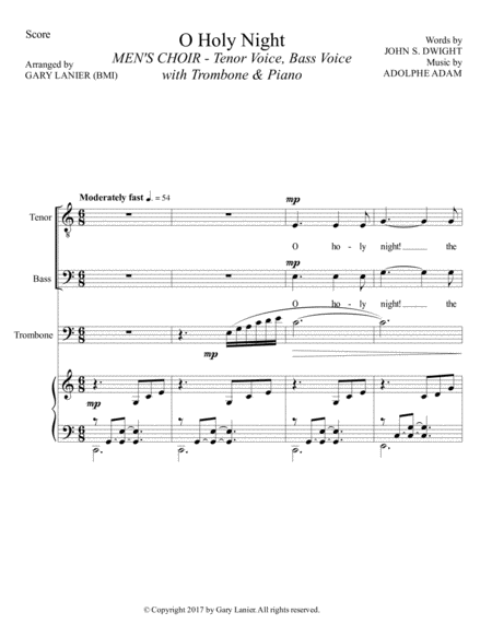 O Holy Night Mens Choir Tb With Trombone Piano Score Parts Included Page 2