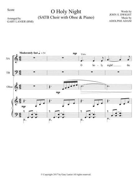 O Holy Night Satb Choir With Oboe Piano Score Parts Included Page 2