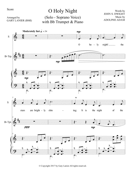 O Holy Night Soprano Solo With Bb Trumpet Piano Score Parts Included Page 2