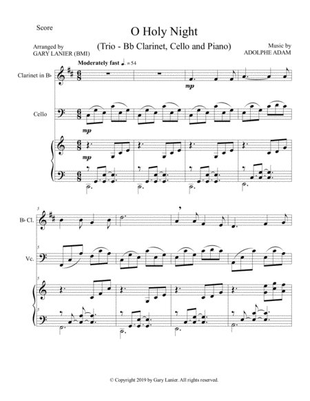 O Holy Night Trio Bb Clarinet Cello Piano Score Parts Included Page 2