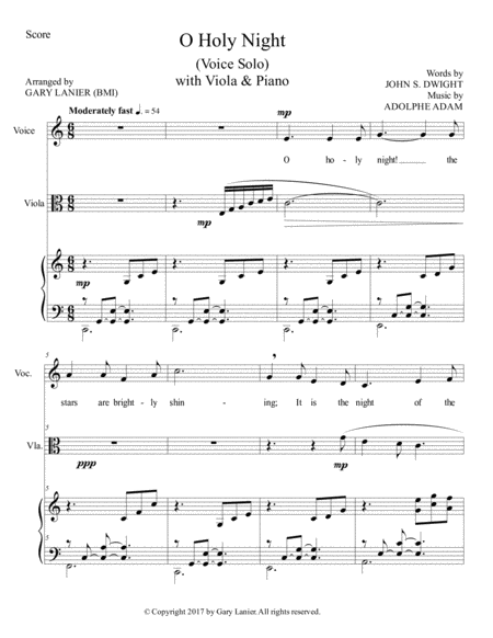 O Holy Night Voice Solo With Viola Piano Score Parts Included Page 2