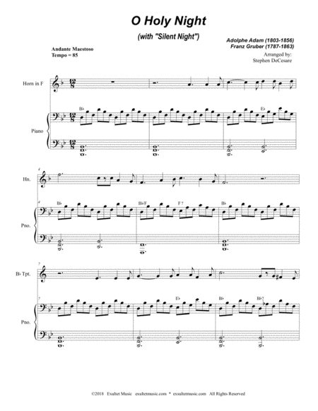 O Holy Night With Silent Night Duet For Bb Trumpet French Horn Page 2