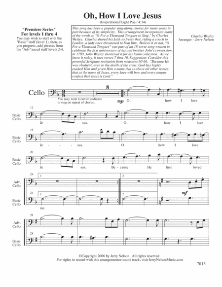 O How I Love Jesus Arrangements Level 1 4 For Cello Written Acc Hymns Page 2