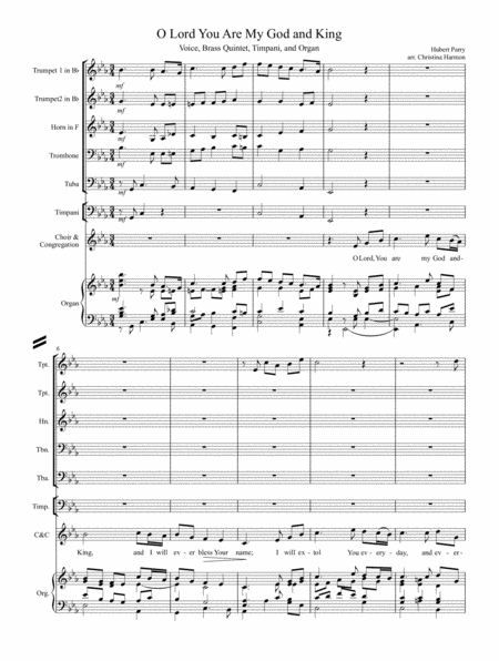 O Lord You Are My God And King Voice Brass Quintet Timpani And Organ Page 2