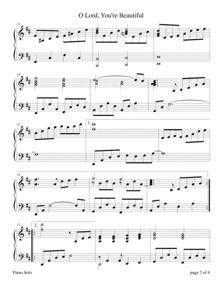 O Lord You Re Beautiful Intermediate Piano Solo Page 2