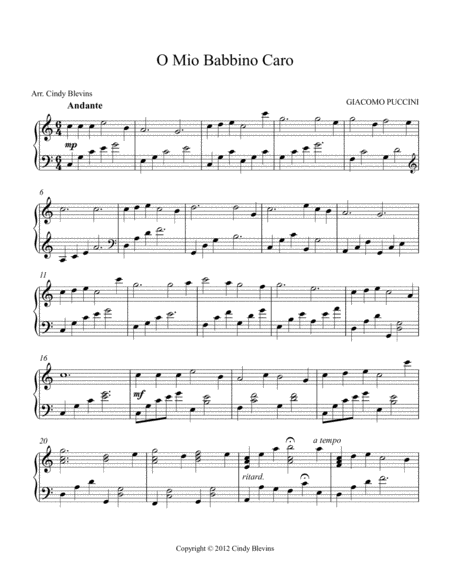 O Mio Babbino Caro Arranged For Lever Or Pedal Harp From My Book Classic With A Side Of Nostalgia Page 2