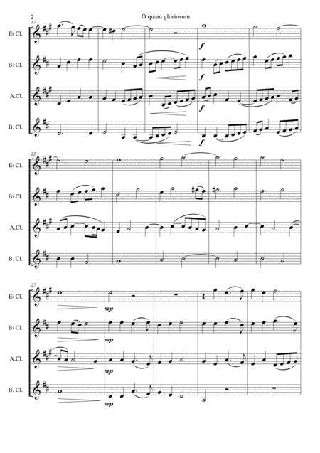 O Quam Gloriosum Oh How Glorious For Clarinet Quartet E Flat B Flat Alto And Bass Page 2