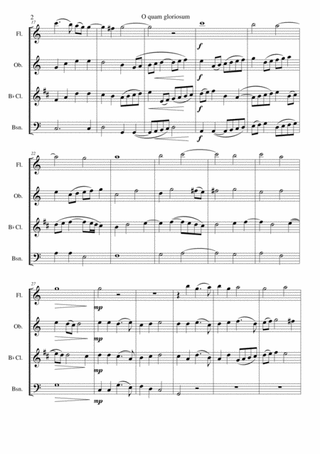 O Quam Gloriosum Oh How Glorious For Wind Quartet Page 2