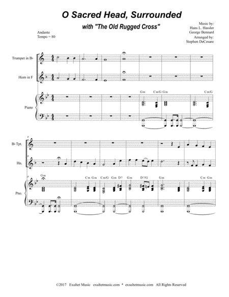 O Sacred Head Surrounded With The Old Rugged Cross Duet For Bb Trumpet French Horn Page 2