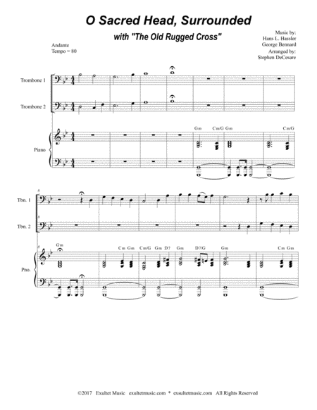 O Sacred Head Surrounded With The Old Rugged Cross Trombone Duet Page 2