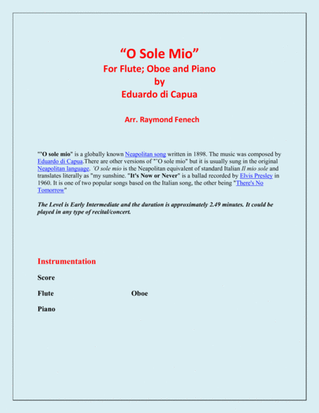 O Sole Mio Flute Oboe And Piano Page 2