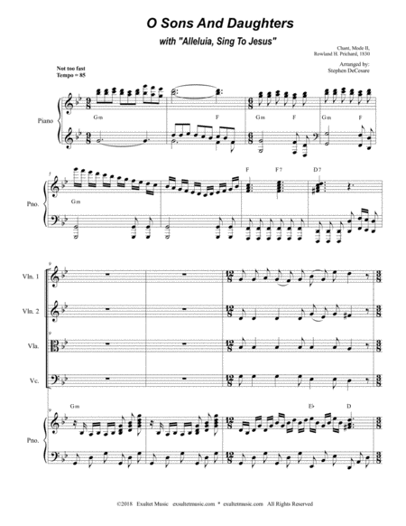 O Sons And Daughters With Alleluia Sing To Jesus For String Quartet Piano Page 2