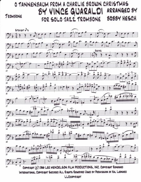 O Tannenbaum From A Charlie Brown Christmas For Solo Jazz Trombone Page 2