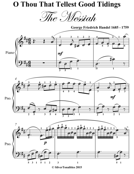 O Thou That Tellest Good Tidings Messiah Easy Piano Sheet Music Page 2