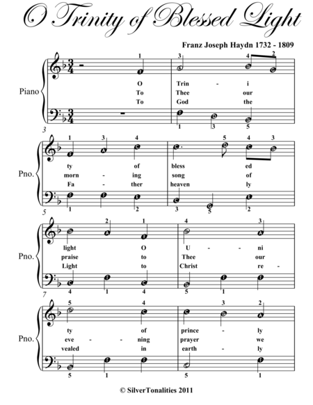 O Trinity Of Blessed Light Easy Piano Sheet Music Page 2