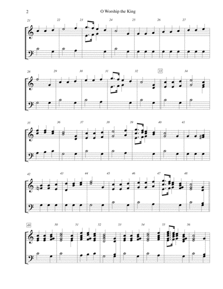 O Worship The King For 2 Octave Handbell Choir Page 2