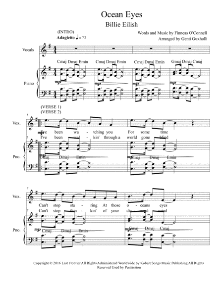 Ocean Eyes Piano Vocal Page 2