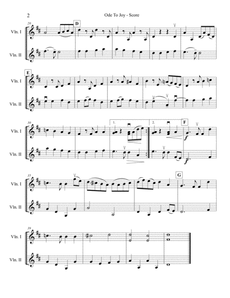 Ode To Joy For Two Violins Page 2